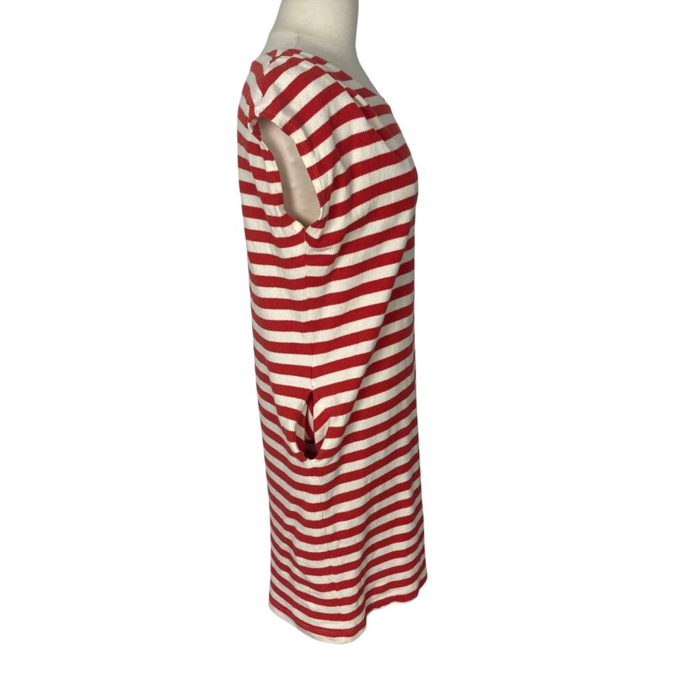 O By Organic Anthropologie Dress Small Red White Striped Peruvian Cotton Preppy - Picture 10 of 10